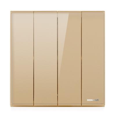 China Honyar U3 Profile Flat Square Luxury Tempered Glass Panel Decorative Four Strip Modern Lamp Switch for sale