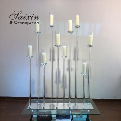 China ZT-323H wholesale 1m long base crystal candelabra wedding centerpiece for sale