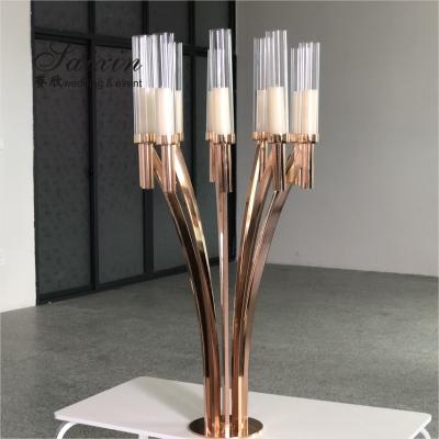 China 10 Curved Arms Crystal Candelabra Wedding Centerpieces Tall Gold 51.18