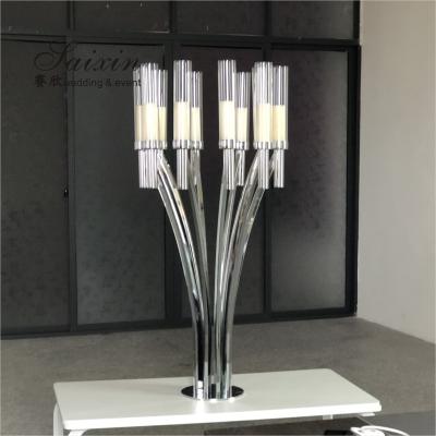 China ZT-396S Hot sale Silver metal centerpiece candlestick stands for wedding decor for sale