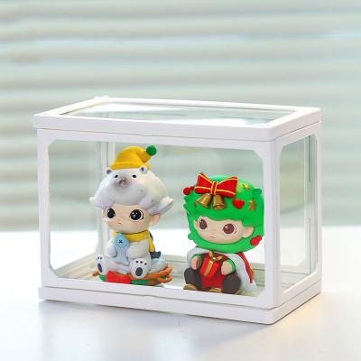 China Newcomer Organizer Low Price Transparent Plastic Viable Desktop Crate Display Storage Blind Box Toy for sale