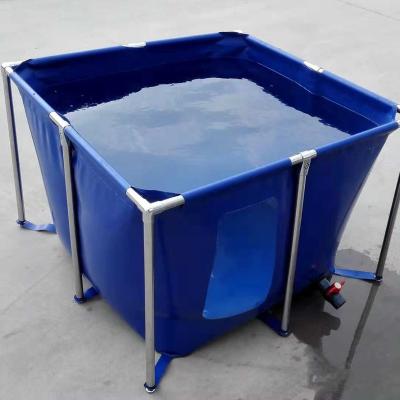 China Hotels China Custom made Plastic Durable 5 years life-time PVC Fish pond Fish farming tank with steel frame 2400L for sale