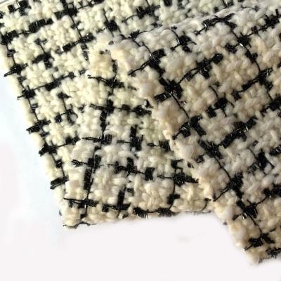 China Breathable Quadrille Plaid Fabric Tartan Spandex Design Check Pattern Tweed Knitting Fabric For Woman Cloths for sale