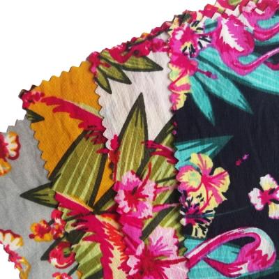 China Floral Print Sheer Dress Summer Nylon Rayon Printed Woven Viscous Crepe Fabric for sale