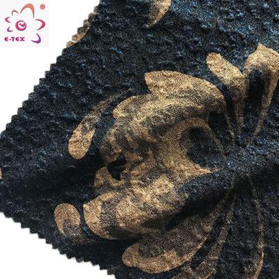 China Beautiful Pure Polyester 100 Double Knit Jersey Jacquard Fukuro With Metallic Foil Print Knitted Fabric for sale