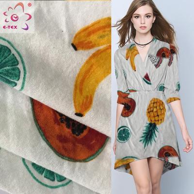 China Plain 100polyester viscose spun rayon baby fruit design reactive printing fabric wholesale for sale