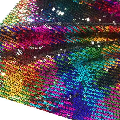 China New Tear-resistant style on colorful gold sequin sequin embellished Mesh Fabric Embroidery For Woman dress dress. for sale
