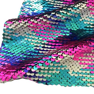China Wholesale Tejidos Textiles Shrink-Resistant Mermaid Printing Reversible Embroidery Multi Color Sequin Fabric Mesh Fancy Dress for sale