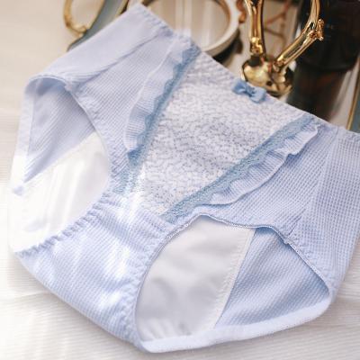 China Wholesale Antibacterial Women's Underwear Classic Mid Waist Period Panties Lace Up Menstrual Ruffle Period Panties for sale