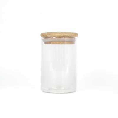 China Freshness Preservation 950Ml Empty Kitchen Food Storage Container Glass Jar With Wooden Lid for sale