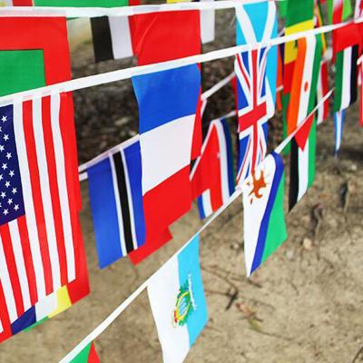 China Hanging Displays Cheap sublimation printing hanging Soccer National String 32 Qatar World Cup Bunting Flag for sale