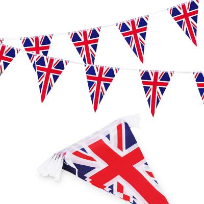 China Hanging Displays Custom 100% Polyester Rectangle Triangle Pennant United Kingdom UK British Union Jack Britain Bunting String Flag for sale