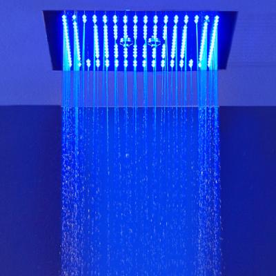 China With Slide Bar Luxury Bathroom Rain Mixer Led Shower Combo Set Wall Mounted Rainfall Shower Head System Polished Chrome Shower Faucet for sale
