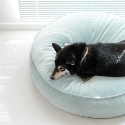 China Luxury Travel Dog Bed Velvet Soft Pet Sofa Round Dog Bed With Removable Available Cover In Multiple Colors for sale