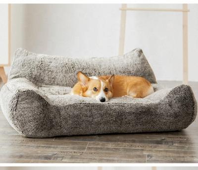 China Travel Self Dog Bed Soft Plush Pet Sofa Luxury Dog Bed Heating With Removable Cover for sale