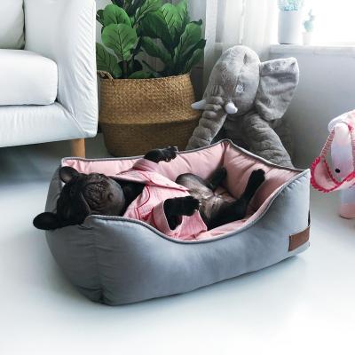 China Travel Luxury Dog Bed Soft Fabric Pet Bed Sofa With Removable Washable Cover for sale
