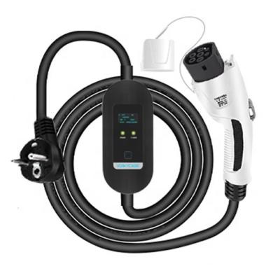 China Colorful lights Home Use EVSE Type 2 IEC62196 Portable Charger EV Adjustable Current 3.5KW 7KW 11KW Portable EV-Charger 8/10/13/16A 250V for sale
