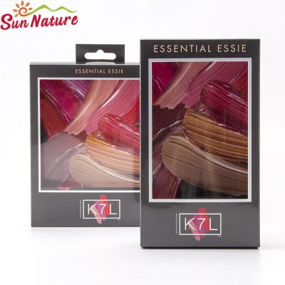 China Caixas de papel feitas sob encomenda de empacotamento do ouro de Logo Print Design Color 350gram da caixa com a janela para a escova da composição à venda