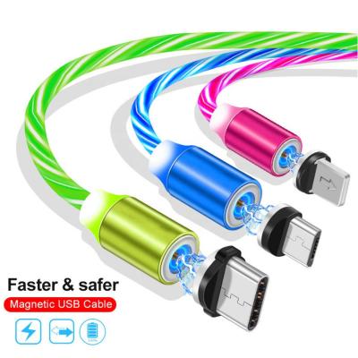 China Single flame magnetic data line, a fetter three light charging line, fast charging line for apple TYPE-C android mobile phone for sale