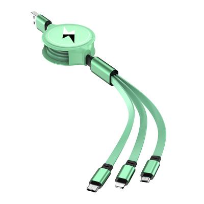 China Telescopic for extensive three use of high quality PVC three-in-one retractable charging wire-hamper three data lines for sale