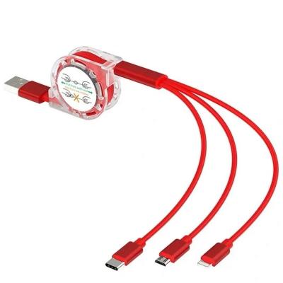 China Single One-Clog-Three Retractable Data Cable For Android Phone Apple Type-C Charging Cable for sale