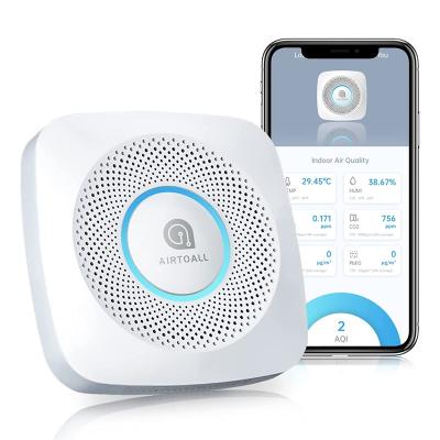 China Indoor 2022 Hot Sale multiparameter air quality monitor wifi pm2.5 pm10 tvoc co2 humidity temp for sale