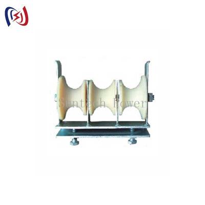 China Nylon Overhead Line Conductor Stringing Blocks Three Wire Rope Sheave for sale