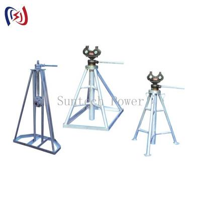 China Mechanical Green Hydraulic Cable Drum Stand Reel Stand Galvanised 10KN - 50KN for sale