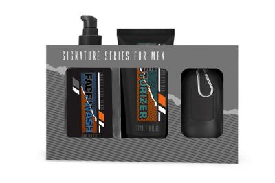 Chine les ensembles de cadeau du toilettage des hommes 3pcs inclut le lavage du corps 250ml, crème hydratante de 177ml Fac, serviette à séchage rapide à vendre