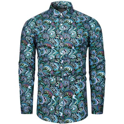 China Shinesia Anti-Pilling Mens Floral Shirts Plus Size Long Sleeve Peris Print Fashion Casual Customizable Shirts for sale