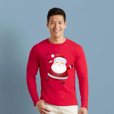 China Custom Casual Anti-Wrinkle Streetwear Round Neck Printed Black White Mens 100% Cotton Long Sleeve T-Shirts for sale