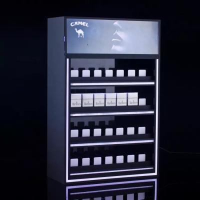 China Cremalheira de exposição feita sob encomenda do cigarro da vitrina do cigarro da parte alta com o POP que anuncia a caixa de luz à venda
