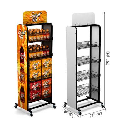 China Metal mobile essential body oil promotional store foldable display rack with poster and price tagsoil rack display à venda