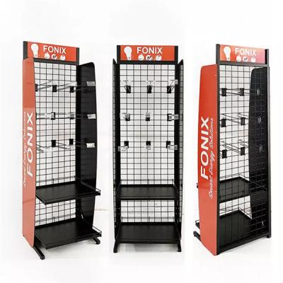 China Supermarket perforated metal display stand rack with hooks and price holder underwear snack earring display racks à venda
