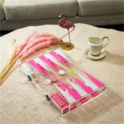 China Pink Backgammon Pieces Checkers Custom Lucite Acrylic Backgammon Set à venda
