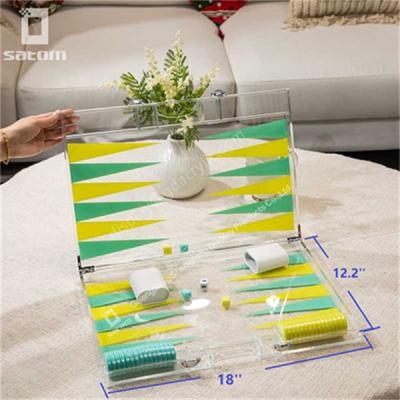 China High-end Gifts Colorful Gift Box Package Customizable Pieces Acrylic Backgammon Set à venda