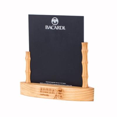 China Rewriteable Blackboard Laser Logo Nature Wood Table Top Menu Holders à venda