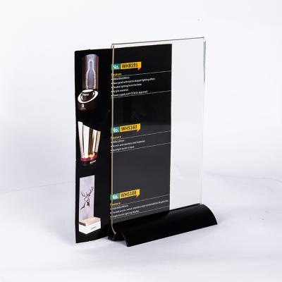 China Exposição preta superior do menu da base do metal dos painéis acrílicos claros transparentes à venda