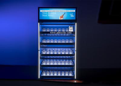 China 5 do metal do cigarro camadas azuis iluminadas personalizadas de armário de exposição com caixa leve à venda