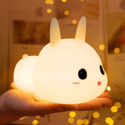 China Modern Cute Rabbit LED RGB Night Light Touch Sensor Mood Lamp With White Shade Or Kids' Bedroom for sale