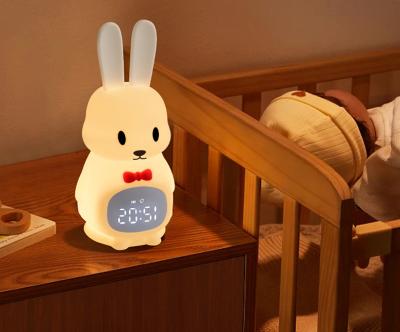 China LED Alarm Clock Night Light Rabbit Desktop Touch Control Battery for Children Sleep Training for sale