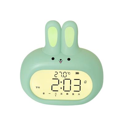China Modern Sleep Rabbit Alarm Clock Kids Sleep Trainer With Night Light Sound Machine And Funny for sale