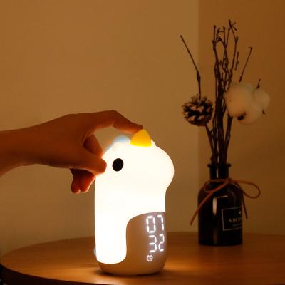 China USB Charging Table Lamp Kids Silicone Nightlight Unicorn Alarm Clock Children's Teaching for sale
