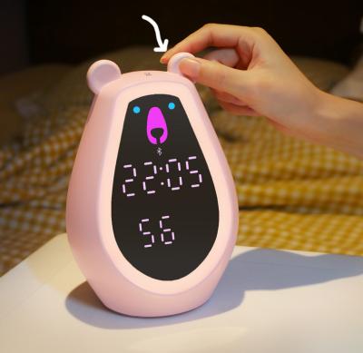 China Cute Cartoon Bear Smart Clock Lamp Mute Bedside USB Night Light With For Bluetooth for sale