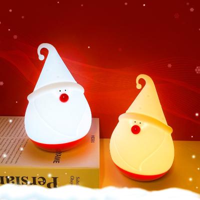 China Santa Claus Nightlights 1200mAh Battery Rechargeable Lamp Cute Silicone Decoration Christmas Gift for sale