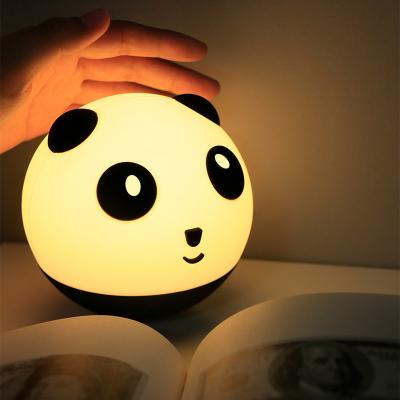China Creative Children's Soft Panda Night Light Eye Care Sleeping Bedroom Silicone LED Table Lamp for sale