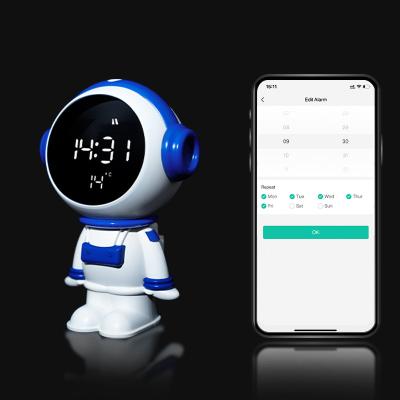 China ABS Material For Astronaut Alarm Clock With Temperature Display Smart Home Night Lights for sale