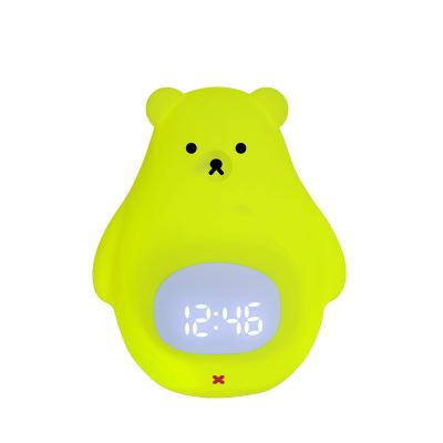 China Soft BPA-Free Silicone Portable Cute Kids Alarm Clock Night Light USB Rechargeable for sale
