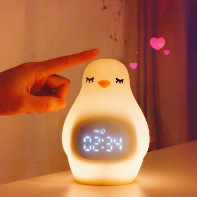 China Bedside Decorative Sleep Lamp Touch Sensitive Night Light Silicone With Table Clock for sale