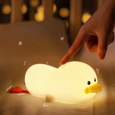 China Children's Duck Creative Silicone Table Lamp USB Rechargeable Bedroom Night Light For Kids for sale